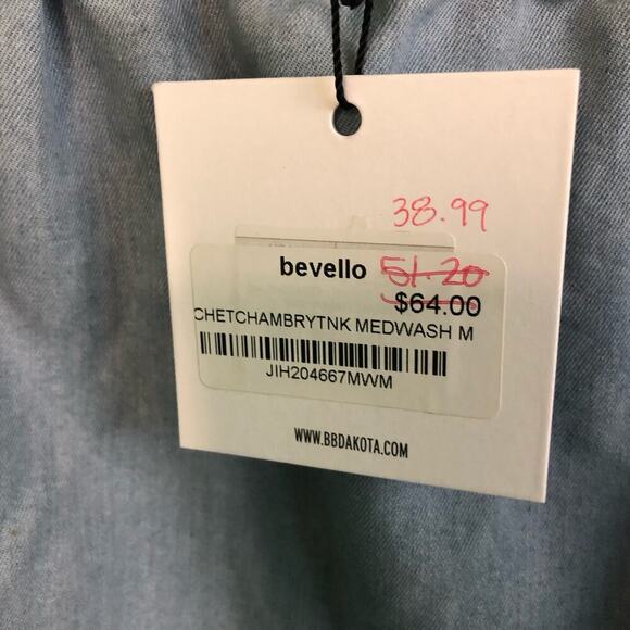 NWT JACK by BB Dakota Blue Chambray Tank Adjustable Straps Swingy Size Medium - Picture 2 of 8